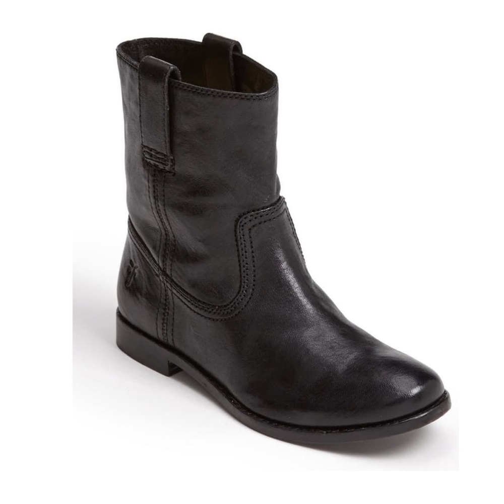 Frye Anna Leather Shortie Black Cute Casual Boot - Picture 10 of 16